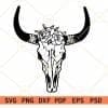 Bull skull with flowers svg free, Cow Skull with Flowers SVG file, Cow Skull svg file