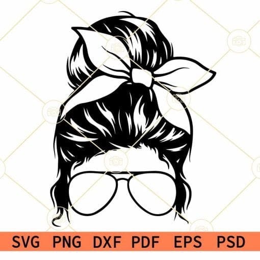 Messy bun SVG free, Messy Bun hair SVG free, Messy hair svg, Mom life svg free