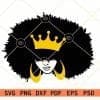 Afro woman with crown SVG, afro queen with crown SVG, African American SVG