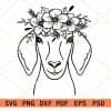 Goat with flowers SVG, Floral goat SVG, goat with flower crown SVG