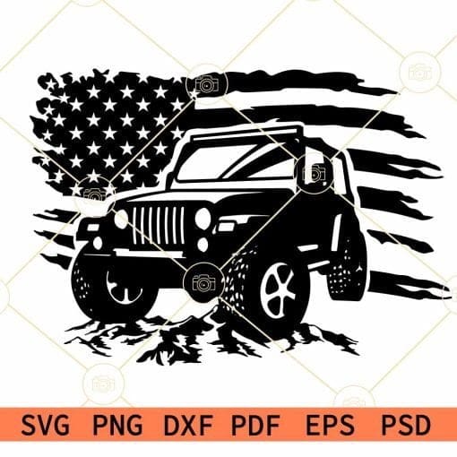 Jeep American flag SVG, Jeep flag svg, American Jeep SVG