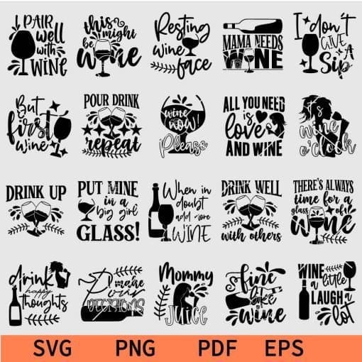 Wine quotes SVG bundle