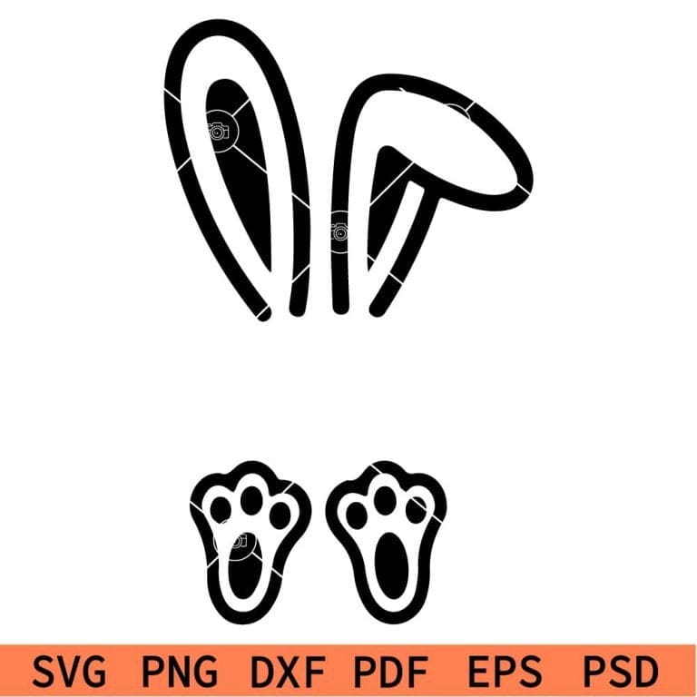 bunny ear and feet svg, Easter bunny svg, rabbits ears and feet svg