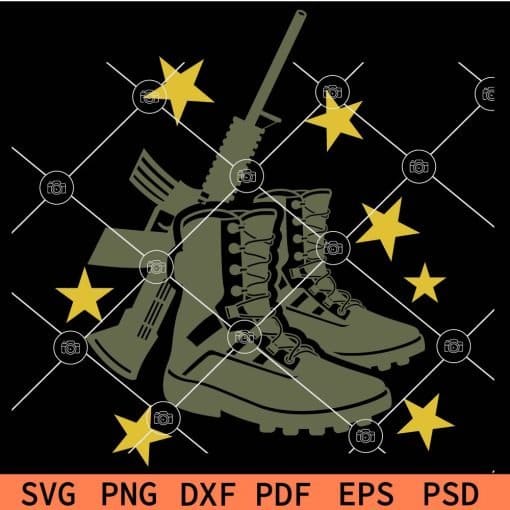Green Army Boots and Gun SVG