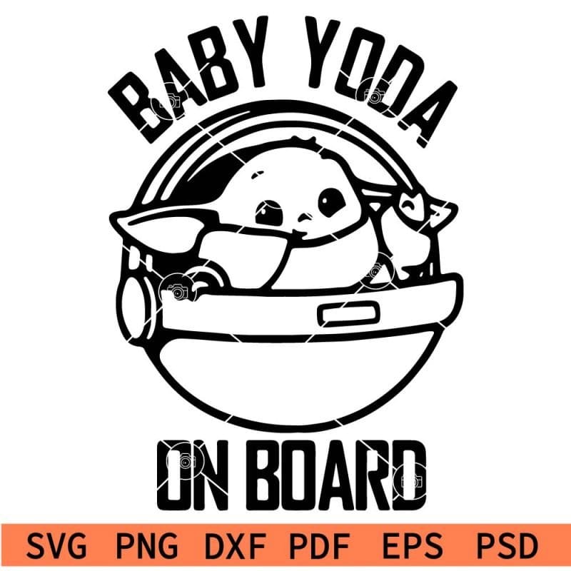 Baby Yoda On Board SVG, Baby Yoda Car Sticker SVG, Baby On Board Yoda SVG
