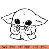 Baby Yoda with a mug SVG