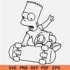 Bart Simpson Skating Outline svg
