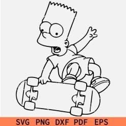 Bart Simpson Skating Outline svg