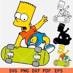 Layered Skating Bart Simpson SVG