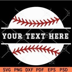 Baseball Ball Split Name Frame Svg