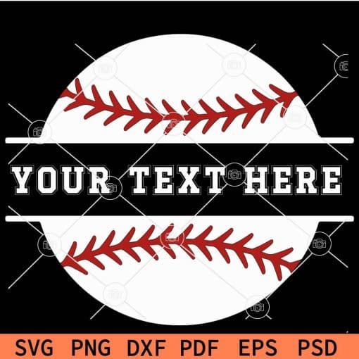 Baseball Ball Split Name Frame Svg