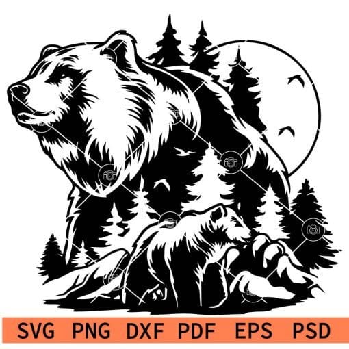 Bear mountain Stencil SVG