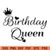 Birthday queen crown and heart symbol SVG