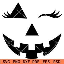 Winking Pumpkin Face with Eyelashes svg