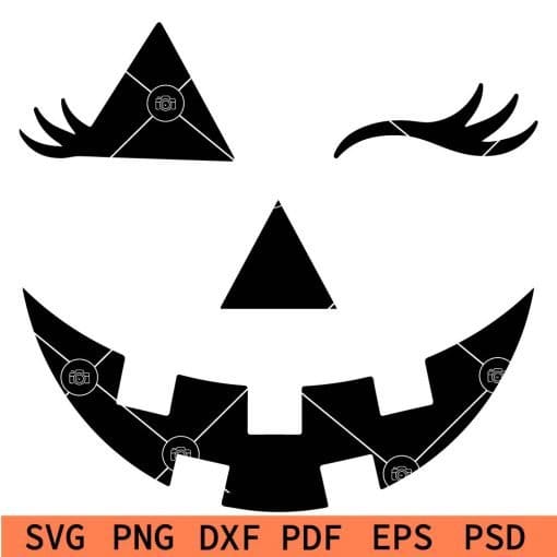 Winking Pumpkin Face with Eyelashes svg