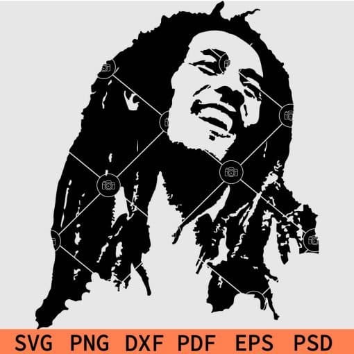 Distressed Bob Marley Portrait SVG