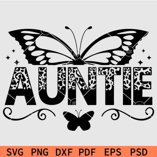 Leopard Prints Auntie Butterfly SVG