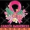 Floral Cancer Awareness Ribbon SVG