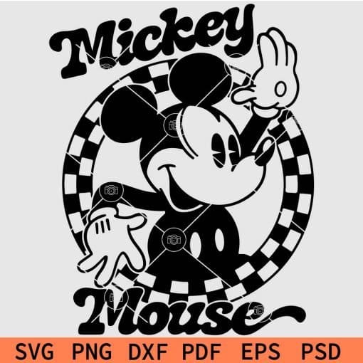 Checkered Magical Mickey Mouse Waving SVG
