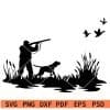 Dad with dog and Gun hunting Ducks SVG