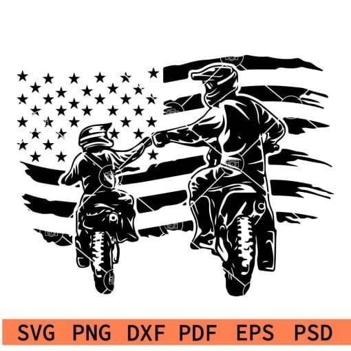 Father and Son Dirt Biker flag svg