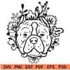 Floral Pit bull Head SVG