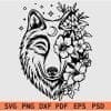 Floral Wolf SVG