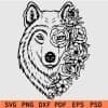 Floral Wolf SVG