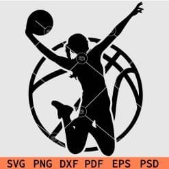 Girl Basketball Player Inside ball Scoring SVG