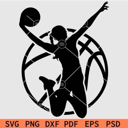 Girl Basketball Player Inside ball Scoring SVG