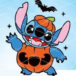 Happy Halloween Stich and bat SVG