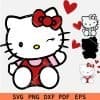 Winking Valentine Kitten with Bow SVG