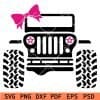 Monster Jeep Front with Pink Bow SVG