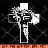 Jesus with thorn crown on Cross SVG