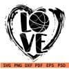 Distressed Heart Symbol Basketball SVG