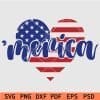 Patriotic heart merica svg