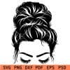 Messy Bun Closing eyes SVG
