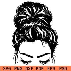 Messy Bun Closing eyes SVG