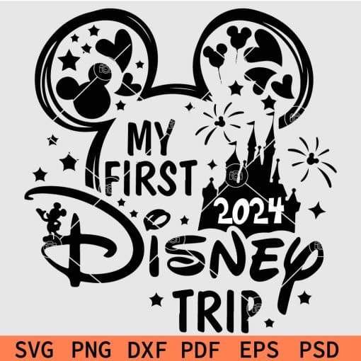 Mickey Mouse My First Trip to Castle 2024 Svg