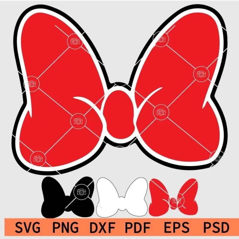 Minnie Mouse Bow SVG, Red Black White Minnie Mouse Bow SVG, Disney Bow ...