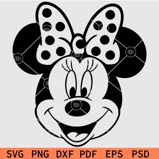 Minnie Mouse Head with Polka Dots Bow SVG