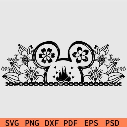 Mickey Mouse Floral Border Svg