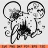 Mickey Mouse Head Love word Svg
