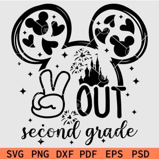 Mickey Mouse Peace Out Second Grade Svg