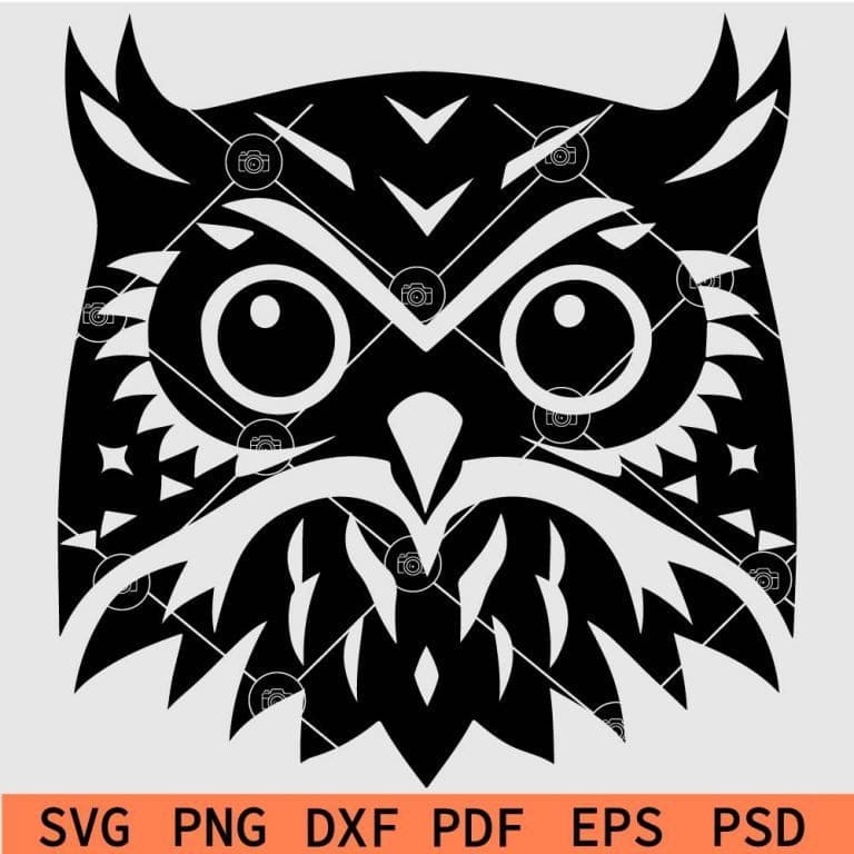 Owl Head SVG, Animal Clip Art, Owl Head Silhouette SVG, Owl Head SVG