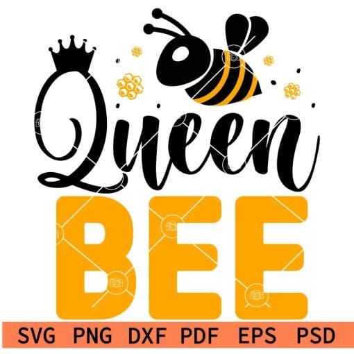 Queen bee with honey combs SVG