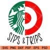 Starbucks Sips and trips SVG