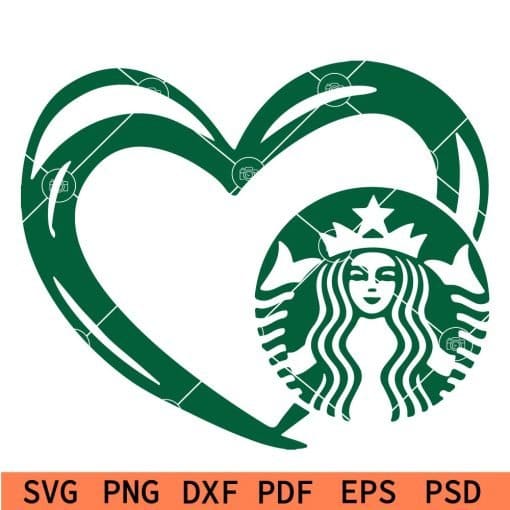 Starbucks with heart symbol SVG