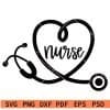 Nurse inside stethoscope heart symbol SVG