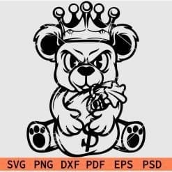 Teddy Bear King Money Bag SVG